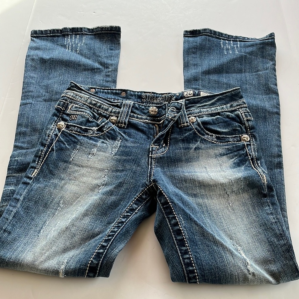 Miss Me Boot Cut Jeans with Peace Bling Pocket